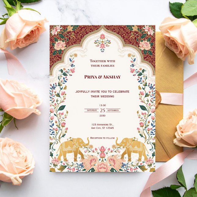 Invitation de mariage indien élégante Pichwai (Créateur téléchargé)