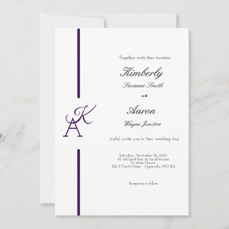 Invitation de mariage initiale de ligne minimalist