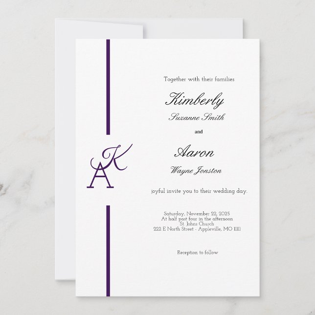 Invitation de mariage initiale de ligne minimalist (Créateur téléchargé)