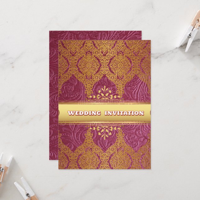 Invitation de mariage islamique florale à texture  (Devant/Arrière en situation)