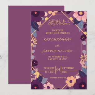Invitation de mariage islamique Nikah bleu royal