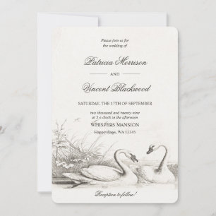 Invitation de mariage Lac des Cygnes Amour