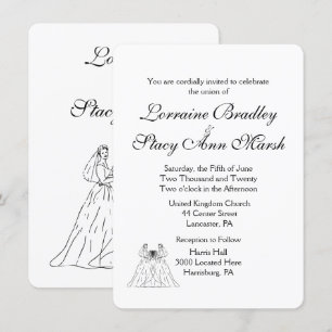 Invitation de Mariage lesbienne blanche