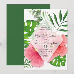 Invitation de mariage luau aloha hawaïenne aquarel