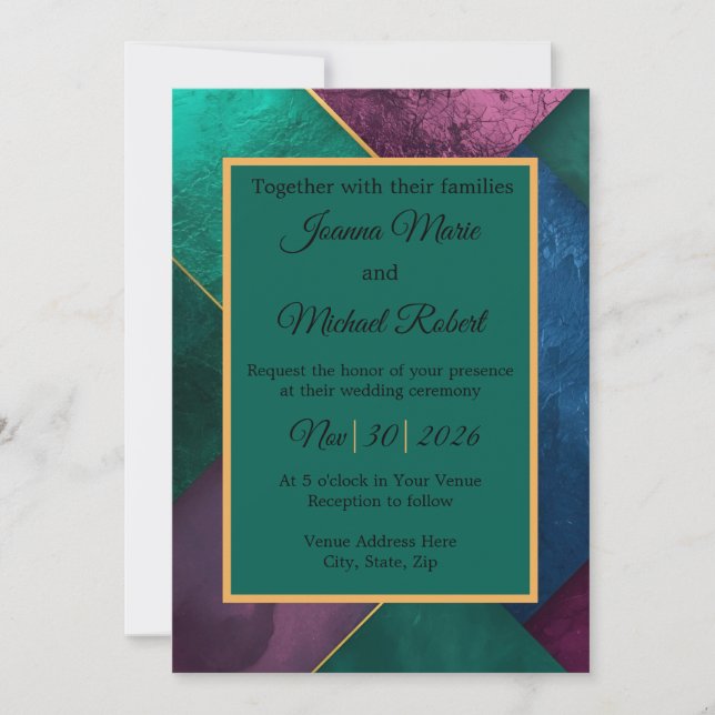Invitation de mariage luxe moderne (Devant)