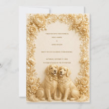 Invitation de mariage Luxueuse 3D Golden Retriever