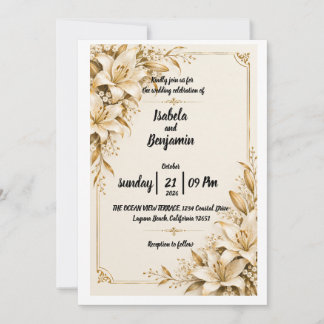 Invitation de mariage Lys Doré