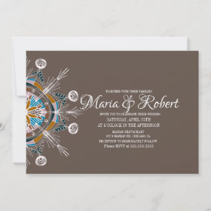 Invitation de mariage mandala bohème colorée