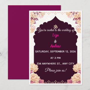 Invitation de mariage mandala floral traditionnel