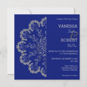 Invitation de mariage mandala florale argent éléga