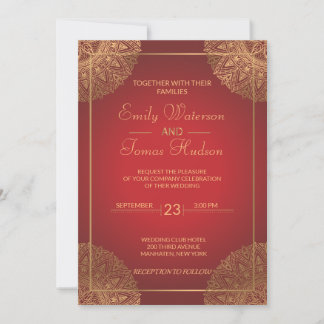 Invitation de mariage Mandala Or