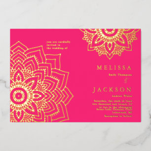 Invitation de mariage mandala or délicat rose
