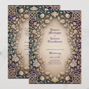 Invitation de mariage médiéval celtique à motif fl