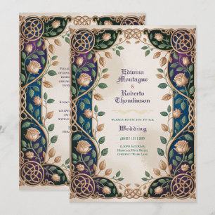 Invitation de mariage médiéval celtique bijou or