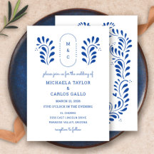 Invitation de mariage mexicaine bleue de style Pue