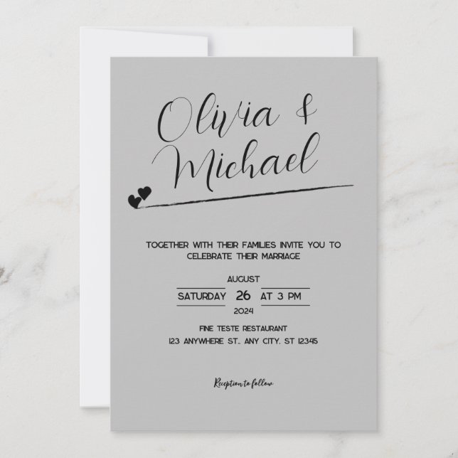Invitation de mariage mimaliste, élégante (Devant)