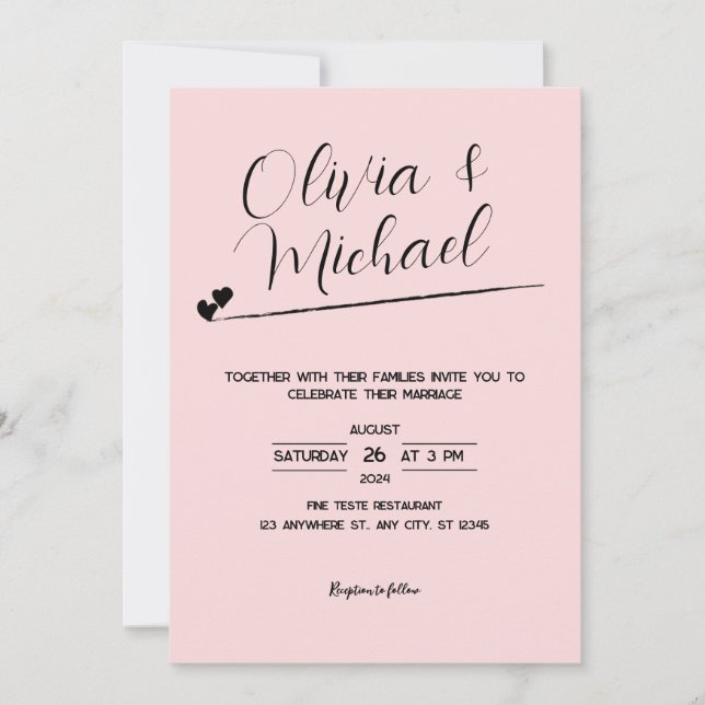 Invitation de mariage mimaliste, élégante (Devant)