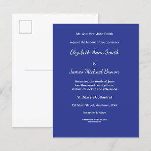 Invitation de mariage minimale en bleu profond