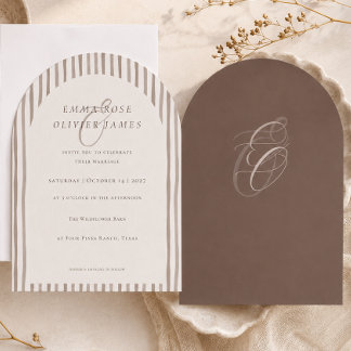 Invitation de mariage minimaliste aux arches marro