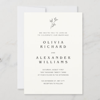 Invitation de mariage minimaliste avec cadre or