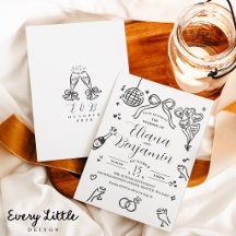 Invitation de mariage minimaliste dessinée à la ma