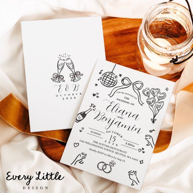 Invitation de mariage minimaliste dessinée à la ma (Créateur téléchargé)