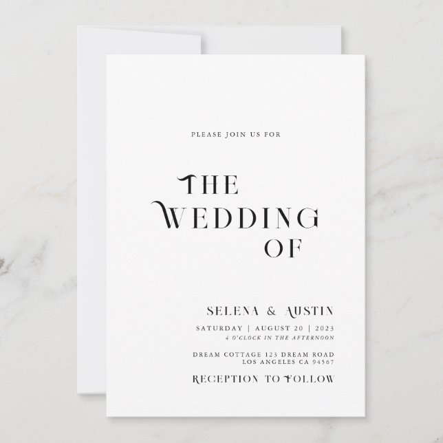 Invitation de mariage minimaliste et chic (Devant)