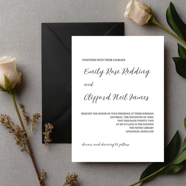 Invitation de mariage minimaliste et élégante (Créateur téléchargé)