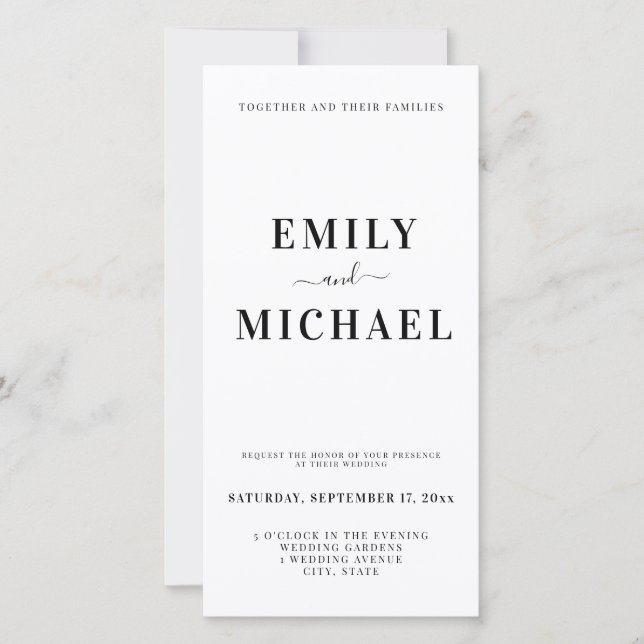 Invitation de mariage minimaliste moderne (Devant)