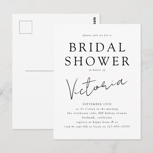 Invitation de mariage minimaliste moderne script (Devant / Derrière)