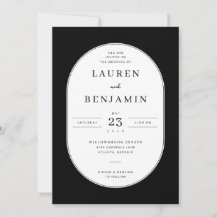 Invitation de mariage minimaliste noir élégant
