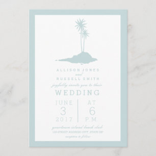 Invitation de mariage Modern Island Beach - Bleu