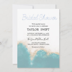 Invitation de mariage moderne aquarelle bleue