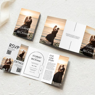Invitation de mariage moderne minimaliste pliée en