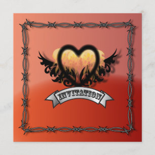 Invitation de mariage motard Rock N Roll coeur de 