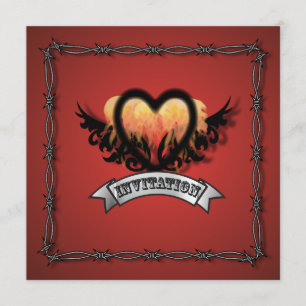 Invitation de mariage motard Rock N Roll Cœur de f