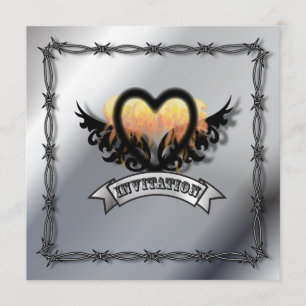 Invitation de mariage motard Rock N Roll Cœur de f