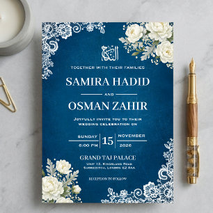 Invitation de mariage musulman Nikkah en dentelle 