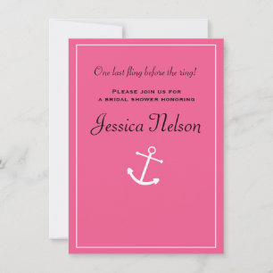 Invitation de mariage nautique à l'ancre rose pour