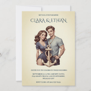 invitation de mariage nautique minimaliste