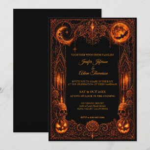 Invitation de mariage néon gothique Halloween somb