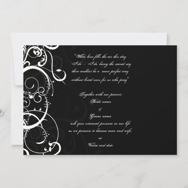 Invitation de mariage noir et blanc (Devant)