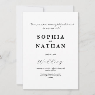 Invitation de mariage noir et blanc classique