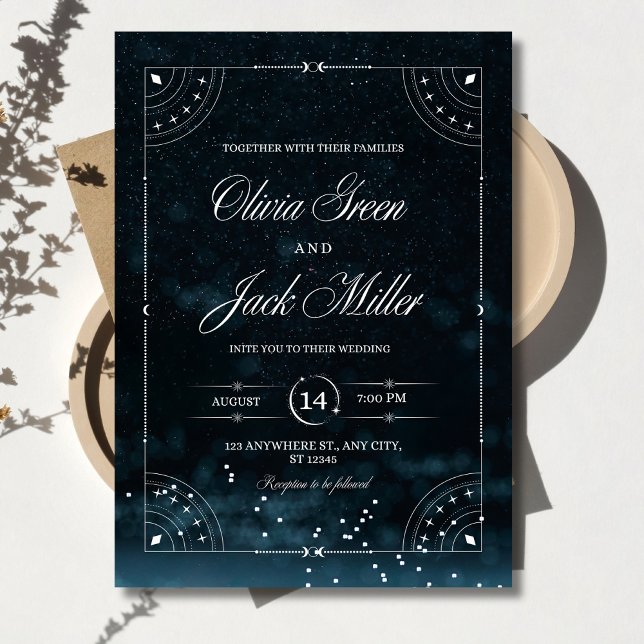 Invitation de mariage Nuit étoilée Céleste (Créateur téléchargé)