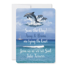 Invitation de mariage océanique à 3 dauphins saisi