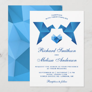 Invitation de mariage Oiseaux en origami géométriq