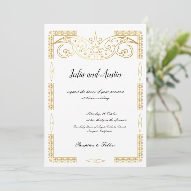 Invitation de mariage or (Debout devant)