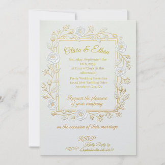 Invitation de mariage - Or classique & Branche d'o