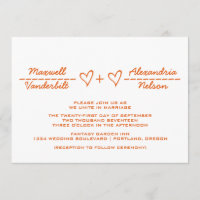 Invitation de mariage Orange Heart Equation