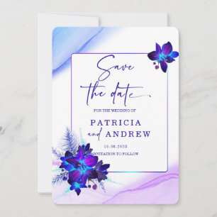 Invitation de mariage Orchidée Bleue Violette Enre